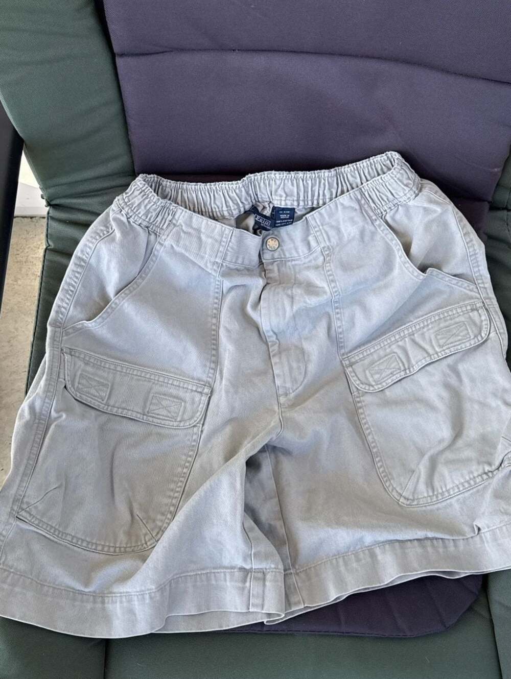 Vintage Polo Ralph Lauren Elastic Waist Cargo Shorts Grey